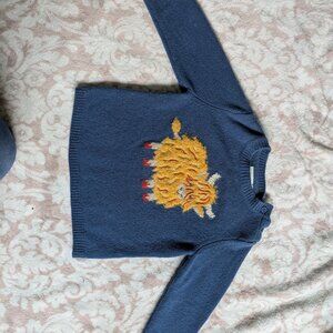 Jojo Maman Bebe Kids Blue Wool Highland Sweater Size 2-3 Years